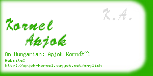 kornel apjok business card